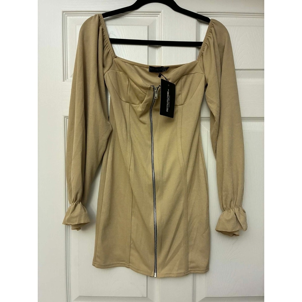 PrettyLittleThing US 6 Beige Corset Bodycon‎ Mini Dress NWT